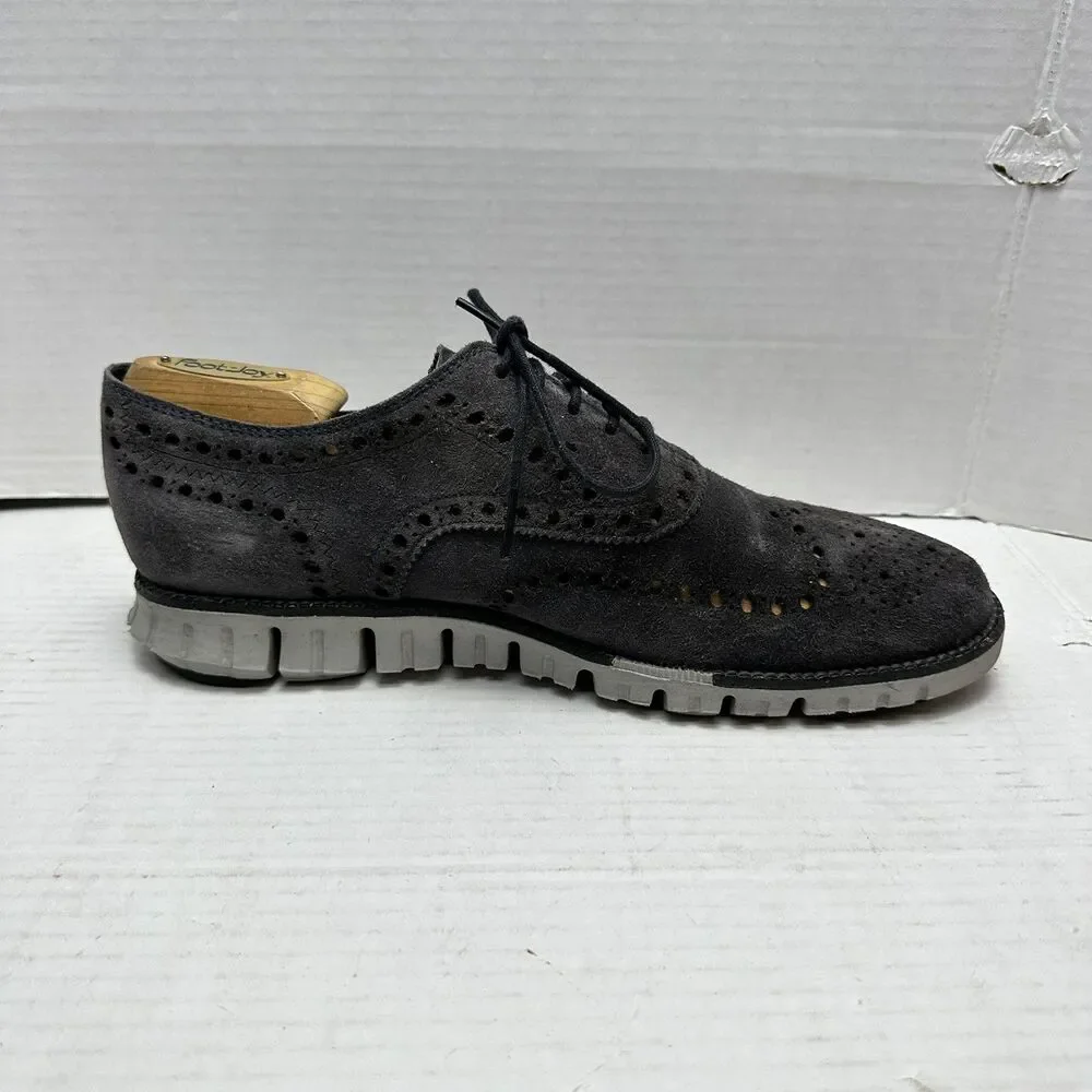 Cole Haan ZEROGRAND Shoes Mens 9.5 M BT Gray Leather Wingtip Oxfords